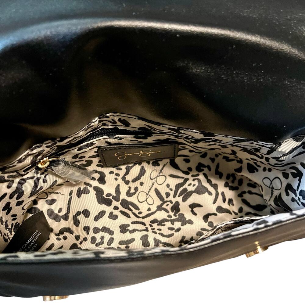 Jessica Simpson Elegant Quilted Black Shoulder Bag with Gold Chain Strap NWT - Picture 14 of 16